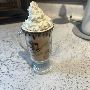Glass Coffee Mug with Whipped Cream Design